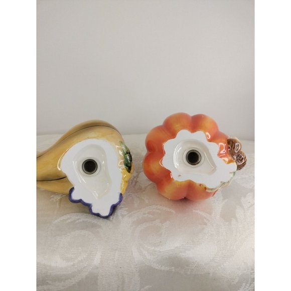 Harvest Gourd Punkin & Squash Salt & Pepper Shakers Ceramic New In It's Box... - Picture 7 of 7